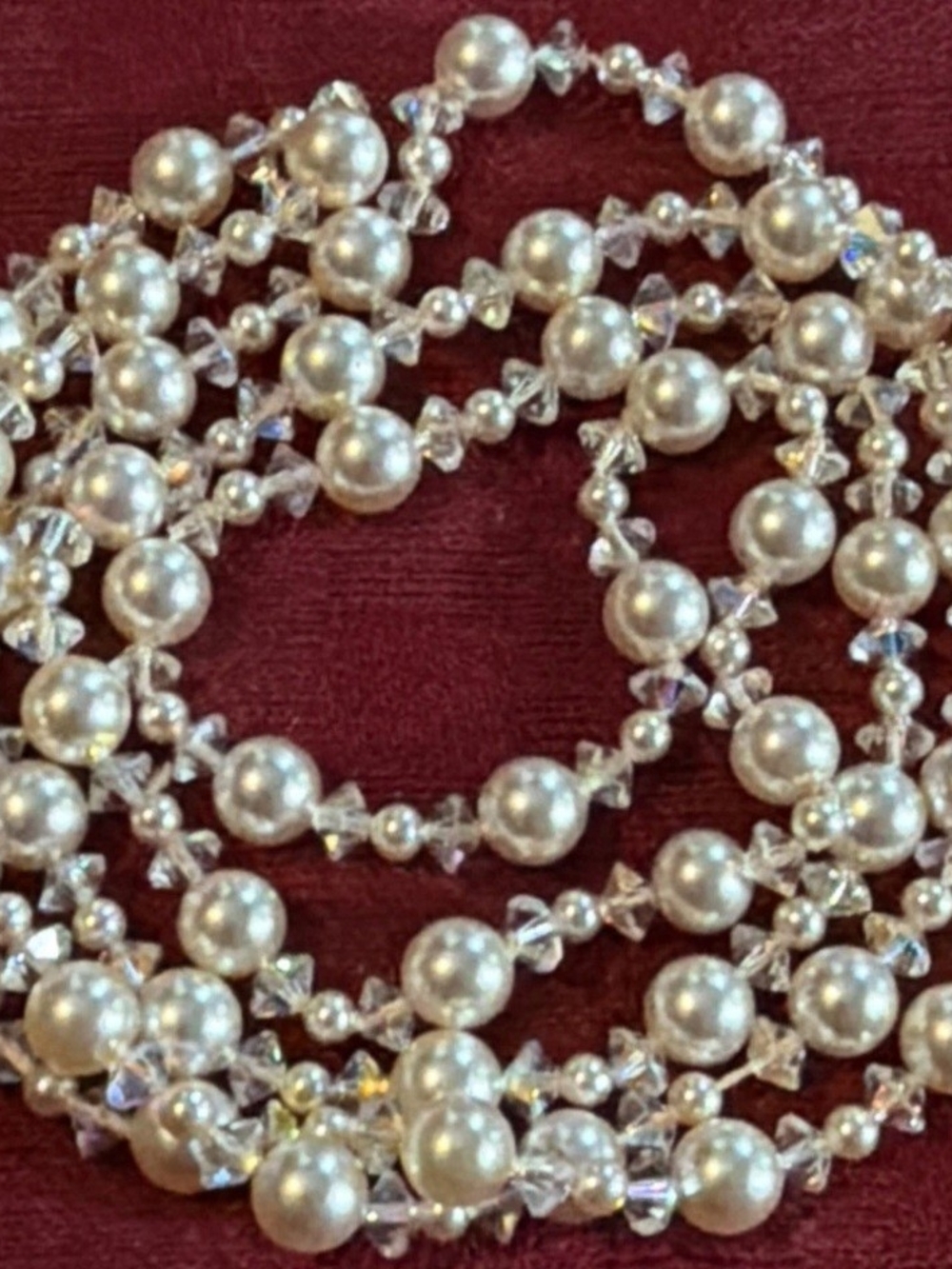 Pearl and Crystal Necklace - White Pearlescent Aurora